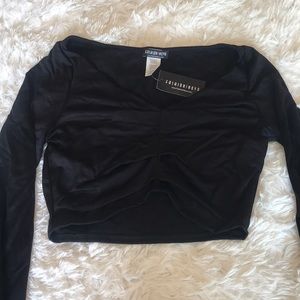Black Long Sleeve Crop Top